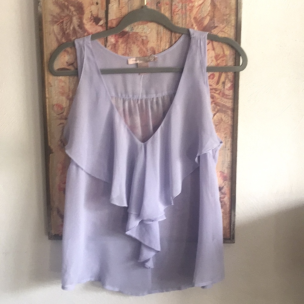 F21 LOVE 21 LILAC SLEEVELESS SHEER BLOUSE TOP TANK TOP S